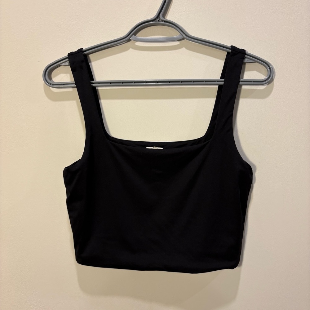 Garage Black Square Neck Cropped Tank
